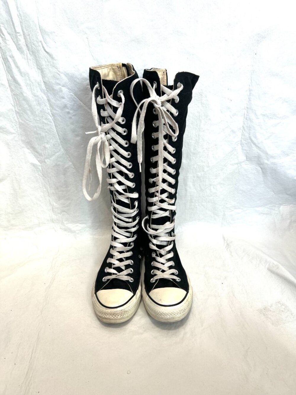 Converse Knee High Tall sneakers XXHI Shoes Black canvas womens 9 y2k boots zip - Picture 2 of 15